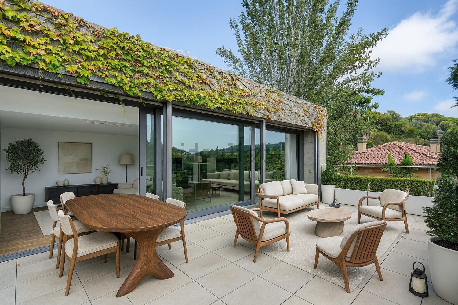 Stunning rooftop terrace sunset Spain